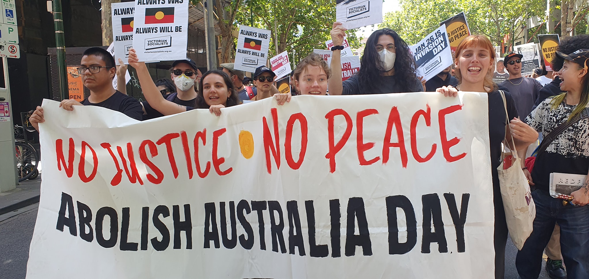 Victorian Socialists members march on Invasion Day