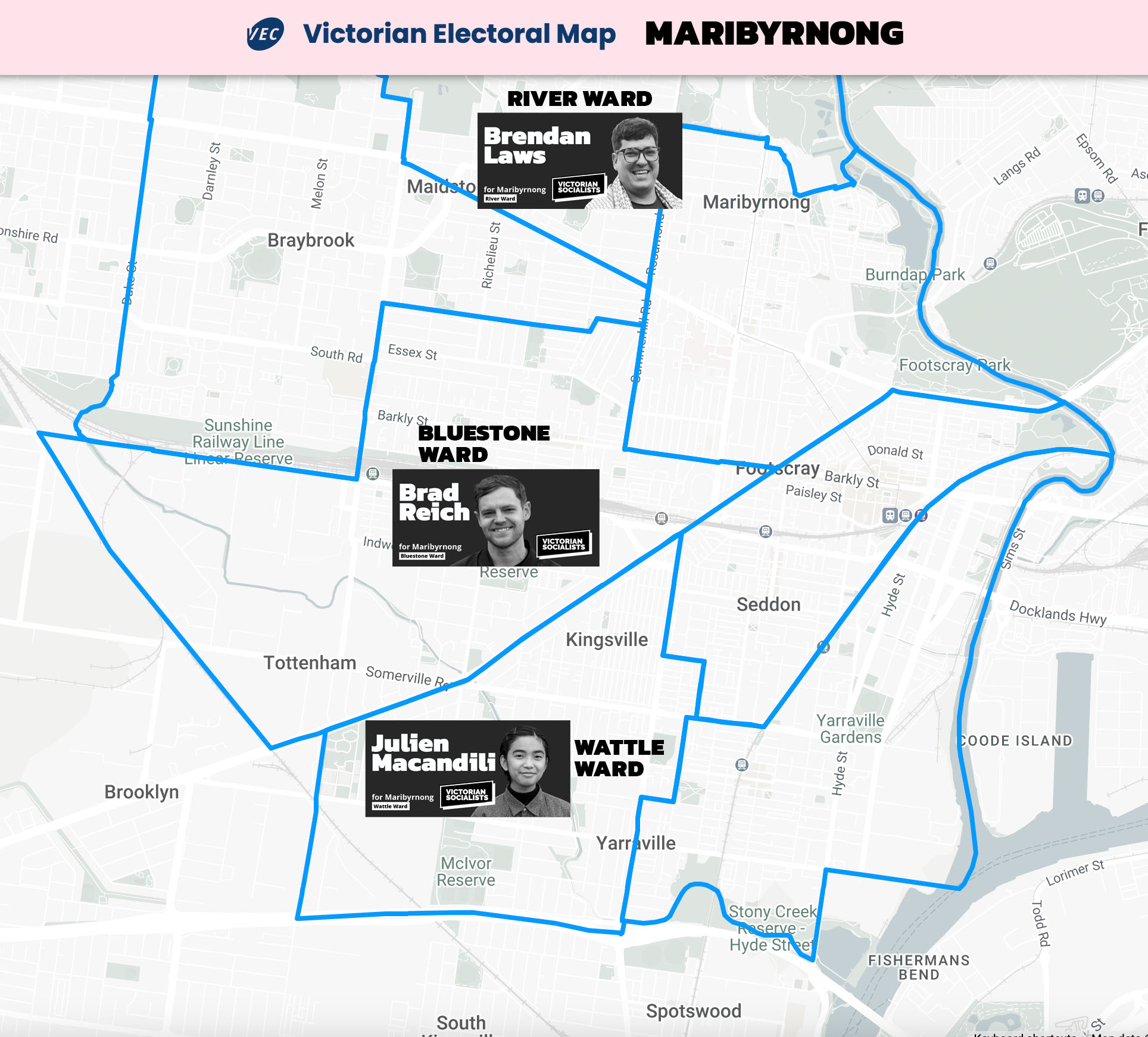 A map of Maribyrnong Council areas