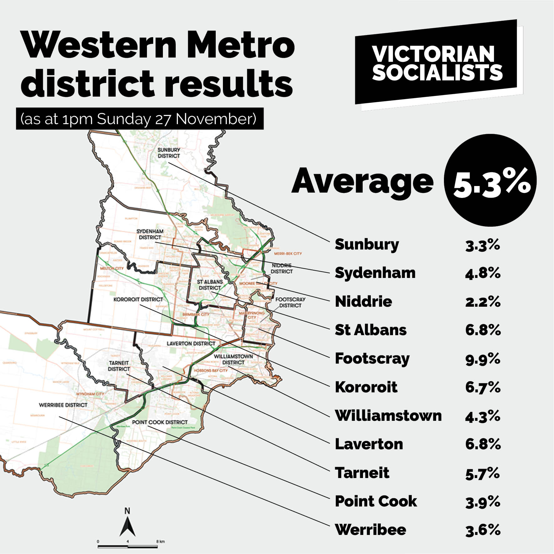 An overview of VS lower house results in the Western Metro Region