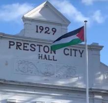Palestinian flag flys over preston town hall
