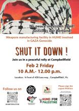 Protest at Campbellfield weapons manufacturer – this Friday 2 Feb 10am