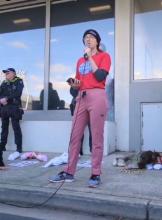 Cat speaks at Pro Palestine Demo